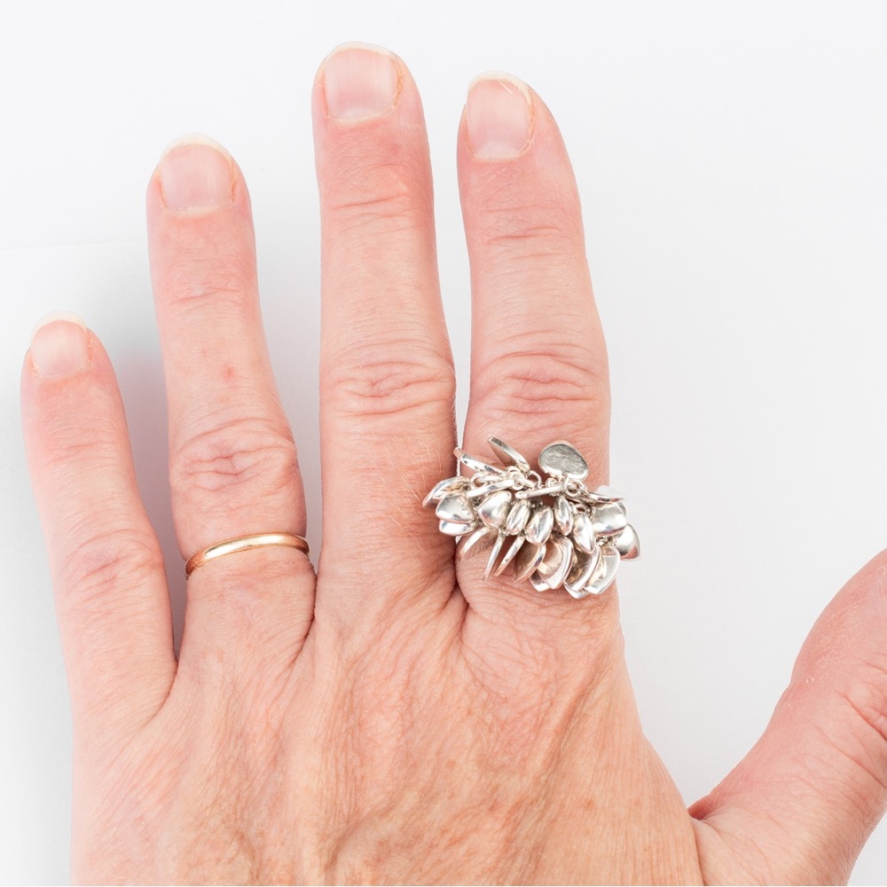 Vintage statement ring heart cluster sterling silver 8 - Picture 13 of 16